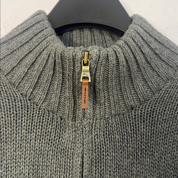 Ralph Lauren Charcoal Zip-Up Sweater 100% Cotton Size XL - Picture 4 of 7